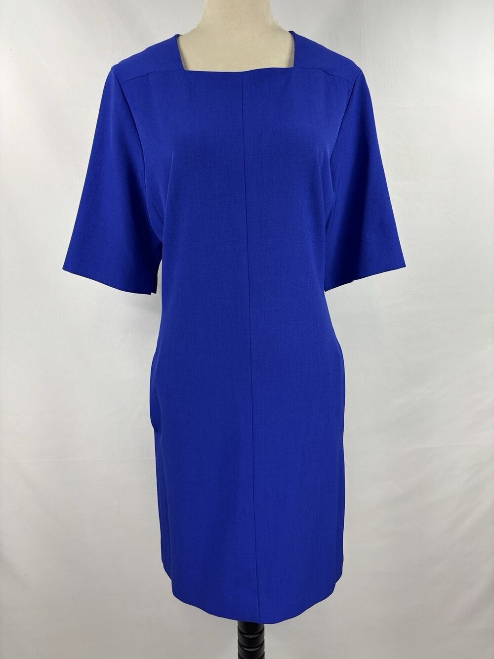 MM Lafleur Emily Dress Bright Indigo Blue + 1 20 Midi Square Neck Short Sleeve